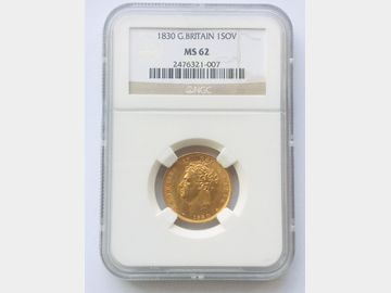 1830 King George IV Bare Head Gold Sovereign NGC MS62