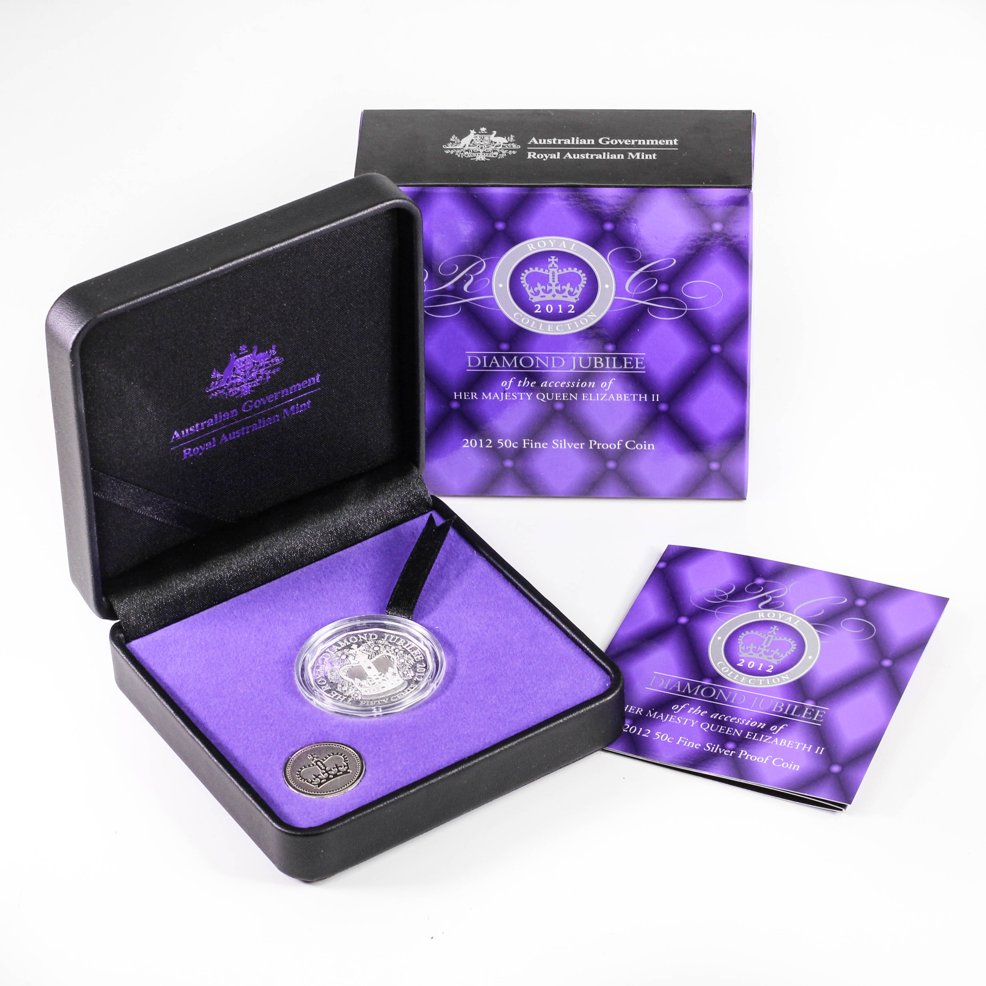 2012 RAM 50c Diamond Jubilee Fine Silver Proof Coin - Box & COA