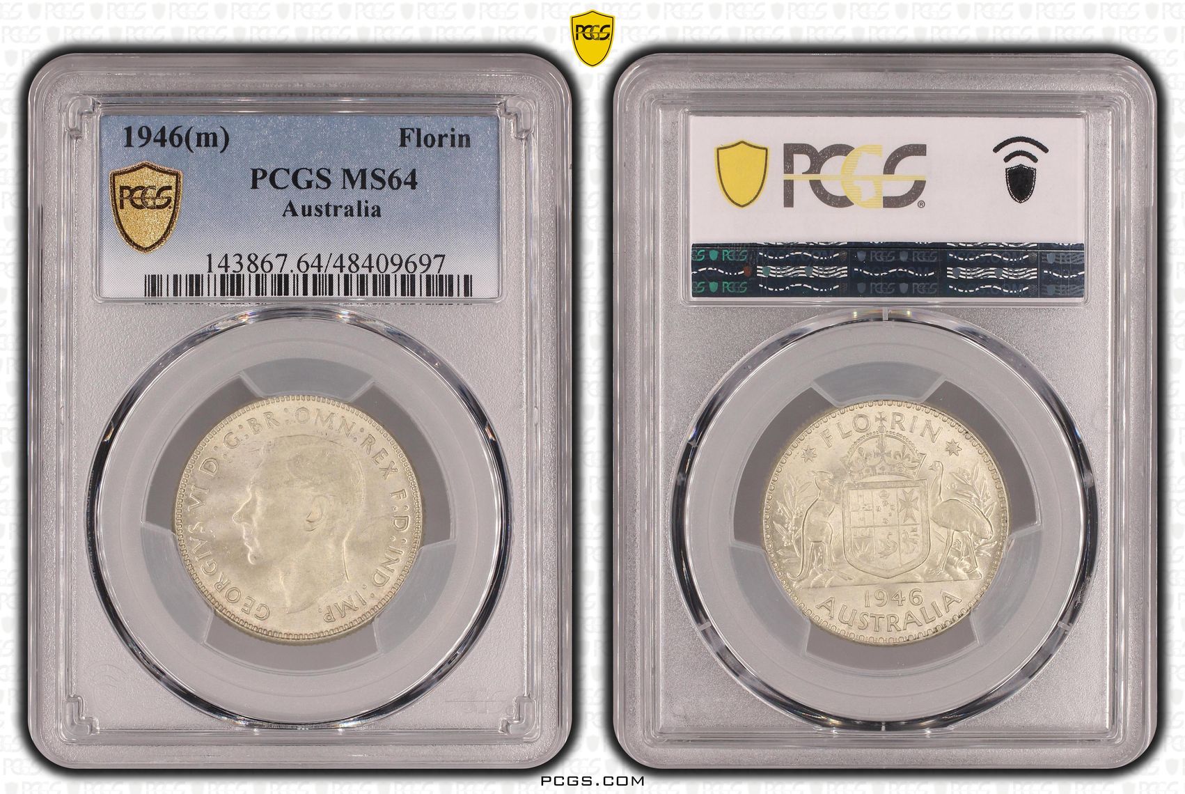 George VI, Florin, 1946(m), PCGS MS64