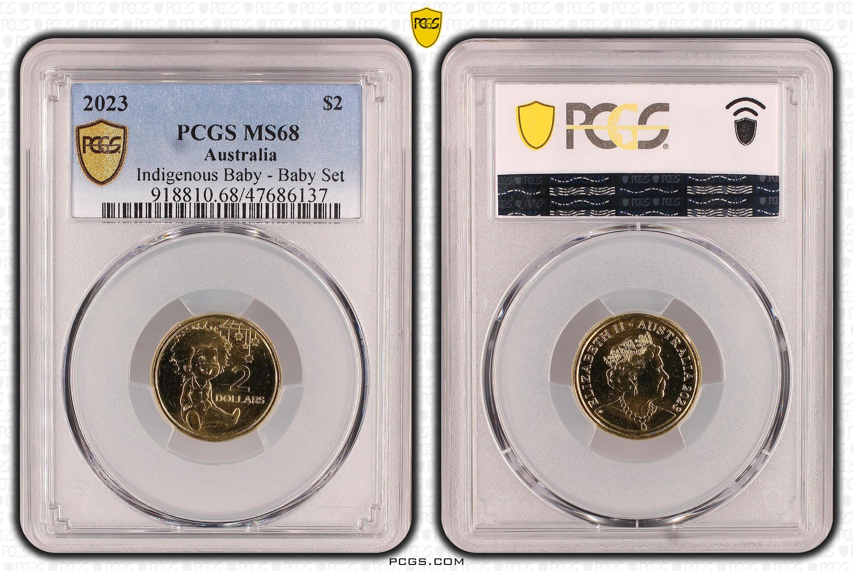 Elizabeth II, Indigenous Baby - Baby Set , Two Dollar, 2023, PCGS MS68