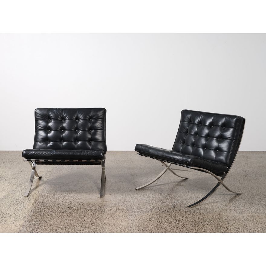 Mies van der Rohe (designer) - A pair of Barcelona chairs