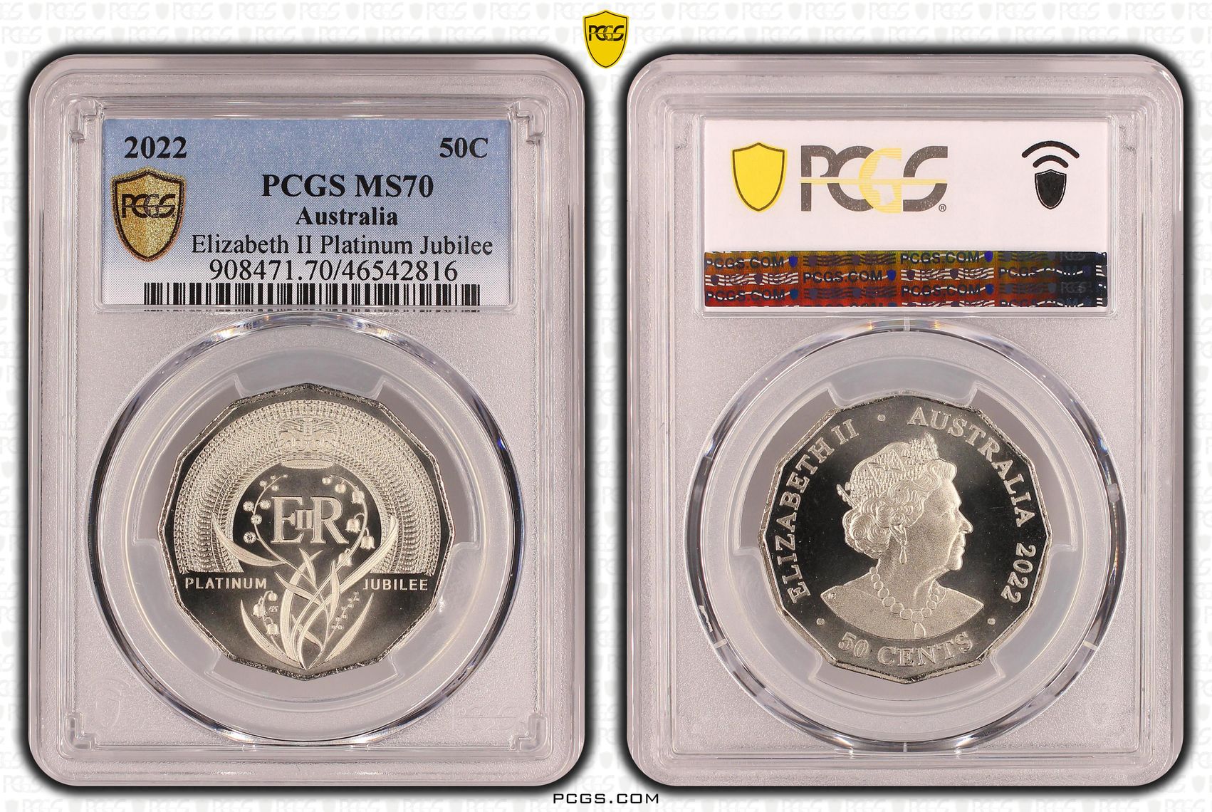 174 · Elizabeth II Platinum Jubilee, Fifty Cent, 2022, PCGS MS70