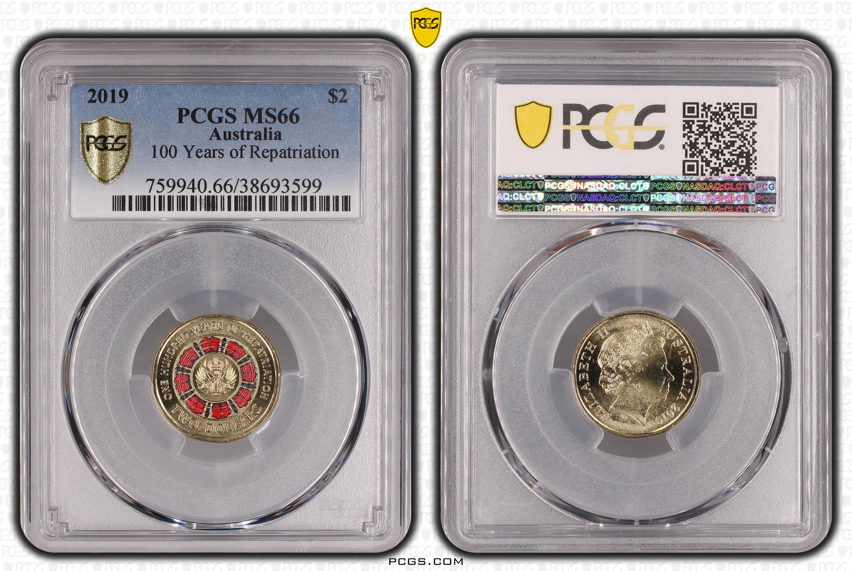100 Years of Repatriation - Colorized , Two Dollar, 2019, PCGS MS66