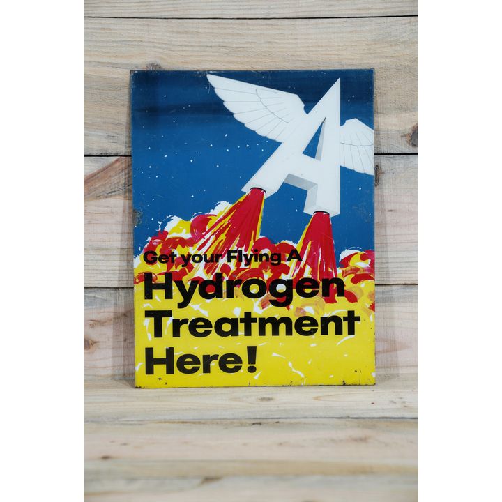 Flying A Hydrogen Treatment Here Single Sided Tin Metal Sign TAC 7.5