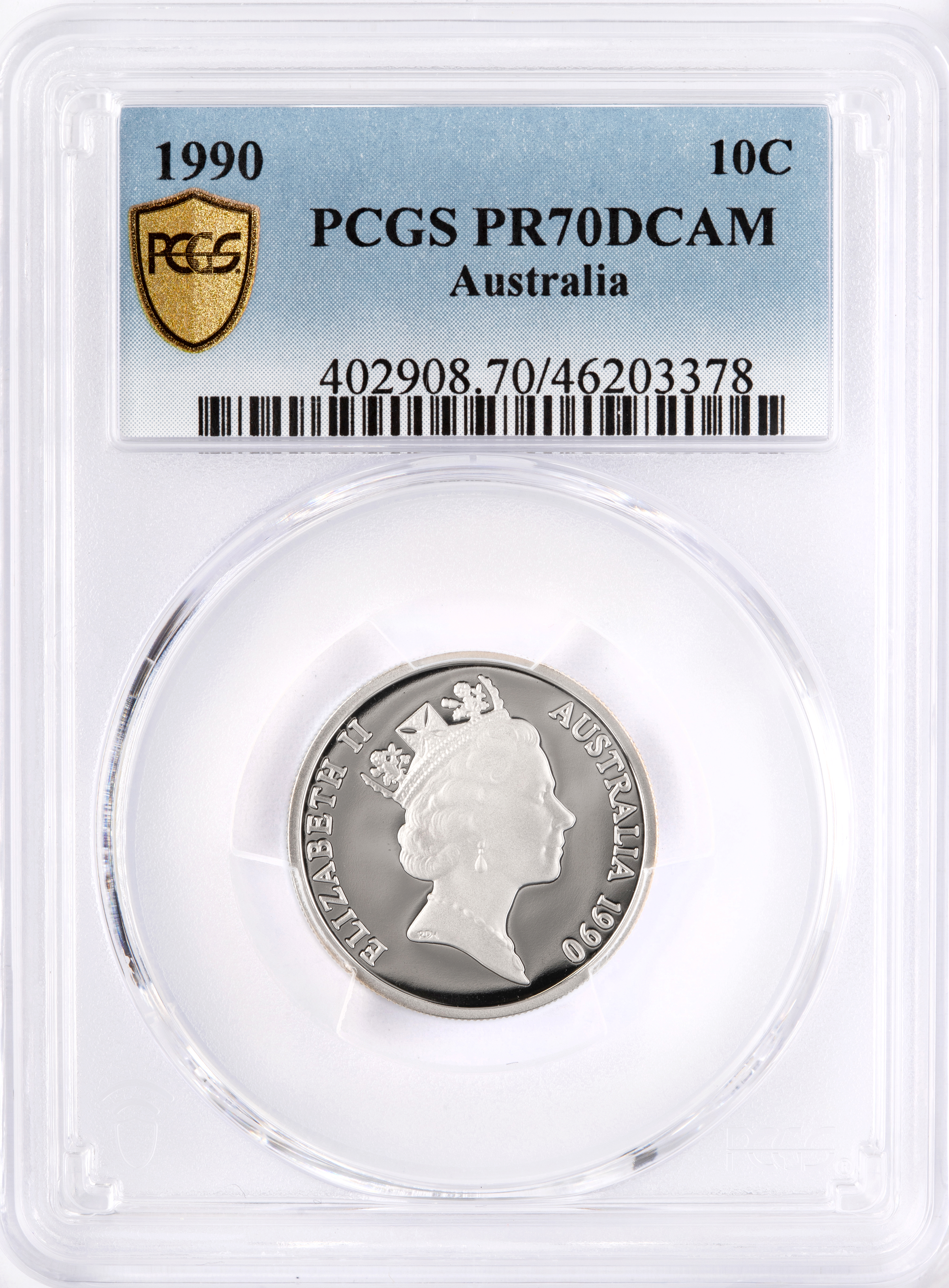 Top pop, Ten Cent, 1990, PCGS PR70DCAM