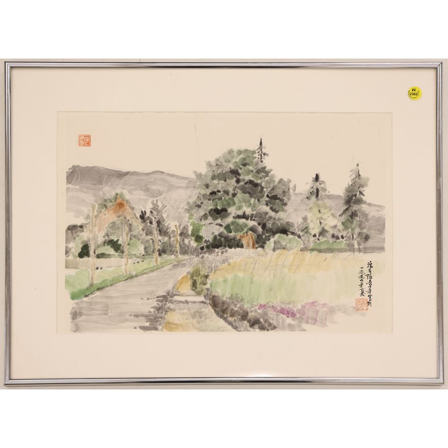Andrew Chinn? Chinese Landscape Watercolor Framed 18''x24''