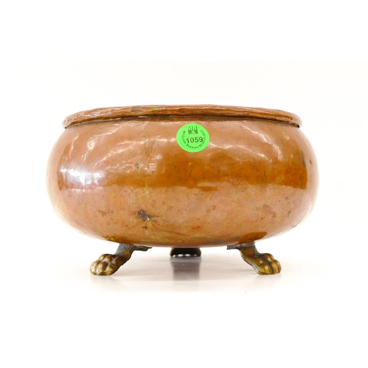 Old Russian Copper Footed Bowl 7.5'' Diameter