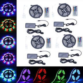 (4) 16.4 FT RGB STRIP LIGHTING LED W REMOTE 5050RGB**