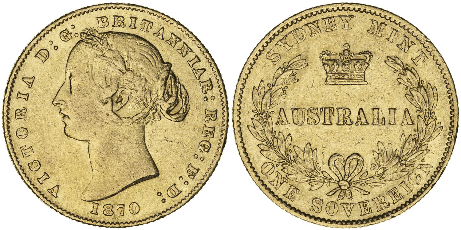 Victoria, Sydney Mint Reverse - Type II, Sovereign, 1870, gVF