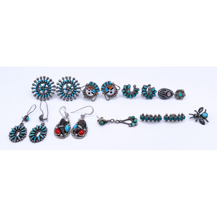 Box Zuni Sterling and Turquoise Earrings
