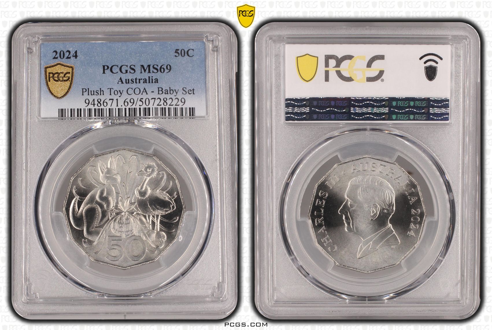 Plush Toy COA - Baby Set , Fifty Cent, 2024, PCGS MS69