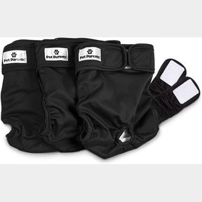 PET PARENTS PREMIUM WASHABLE DOG DIAPERS & EXTENDRS, (3PACK) OF FEMALE DOG DIAPERS & DOG DIAPERS MALE (BLACK, SMALL)