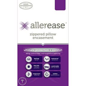 ALLEREASE ULTIMATE PROTECTION & COMFORT TEMPERATURE BALANCING PILLOW PROTECTOR - ZIPPERED, ALLERGIST RECOMMENDED, PREVENT COLLECTI