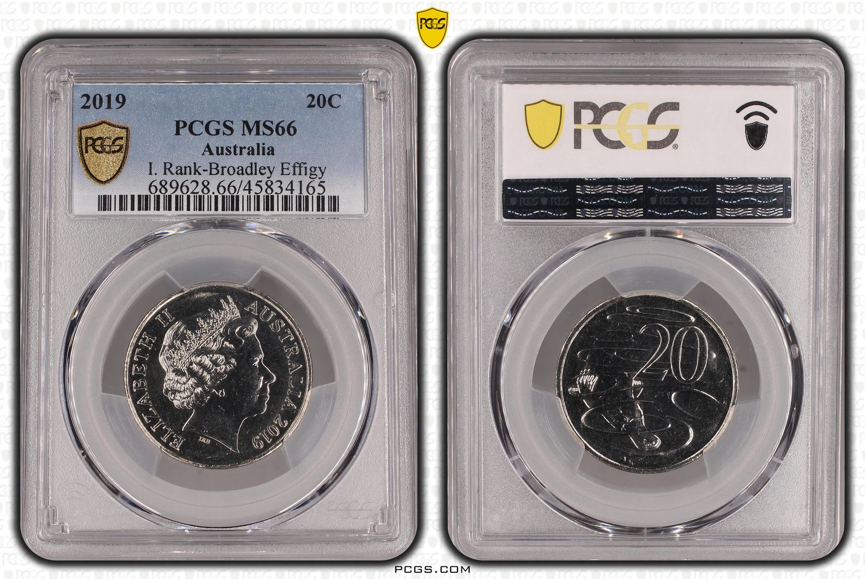 I. Rank-Broadley Effigy, Twenty Cent, 2019, PCGS MS66