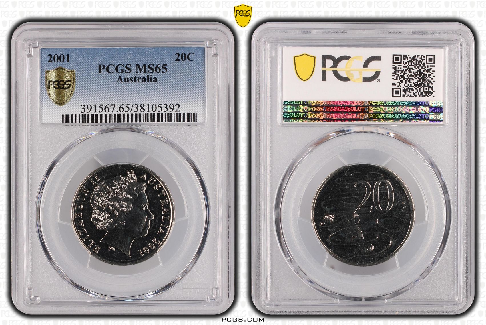 Elizabeth II, Twenty Cent, 2001, PCGS MS65