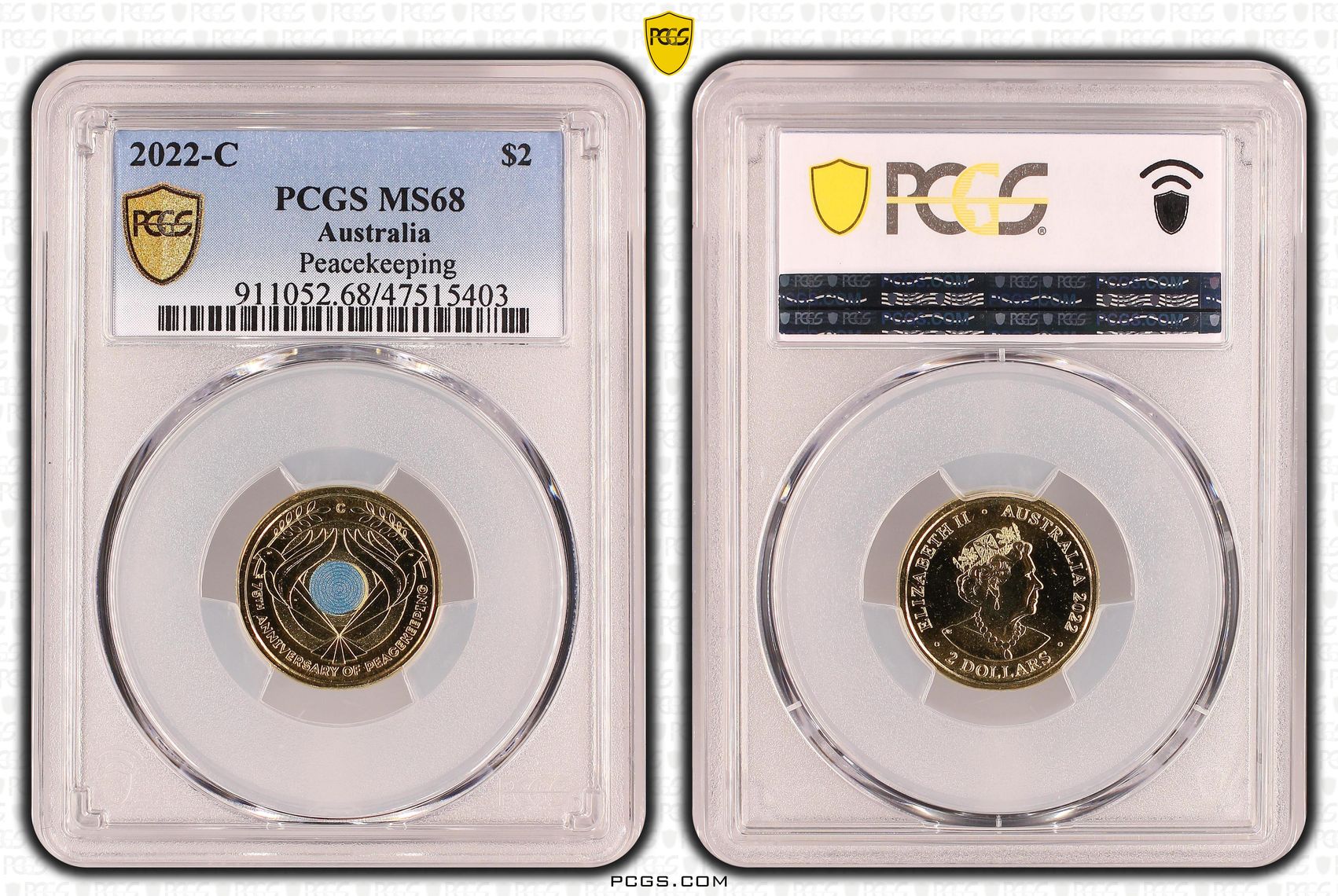 Peacekeeping Colourised, Two Dollar, 2022-C, PCGS MS68