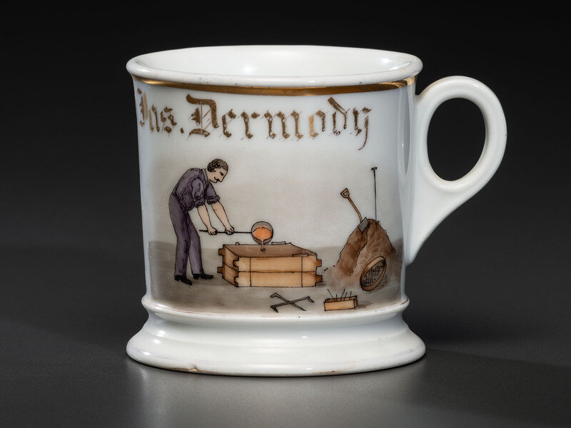 A Foundry Worker's Porcelain Occupational Shaving Mug