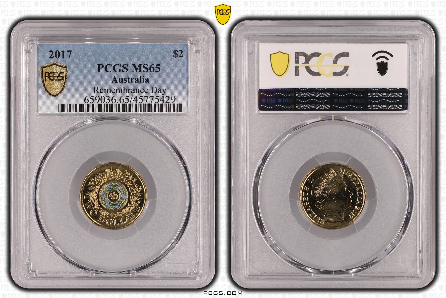 Elizabeth II, Remembrance Day, Two Dollar, 2017, PCGS MS65