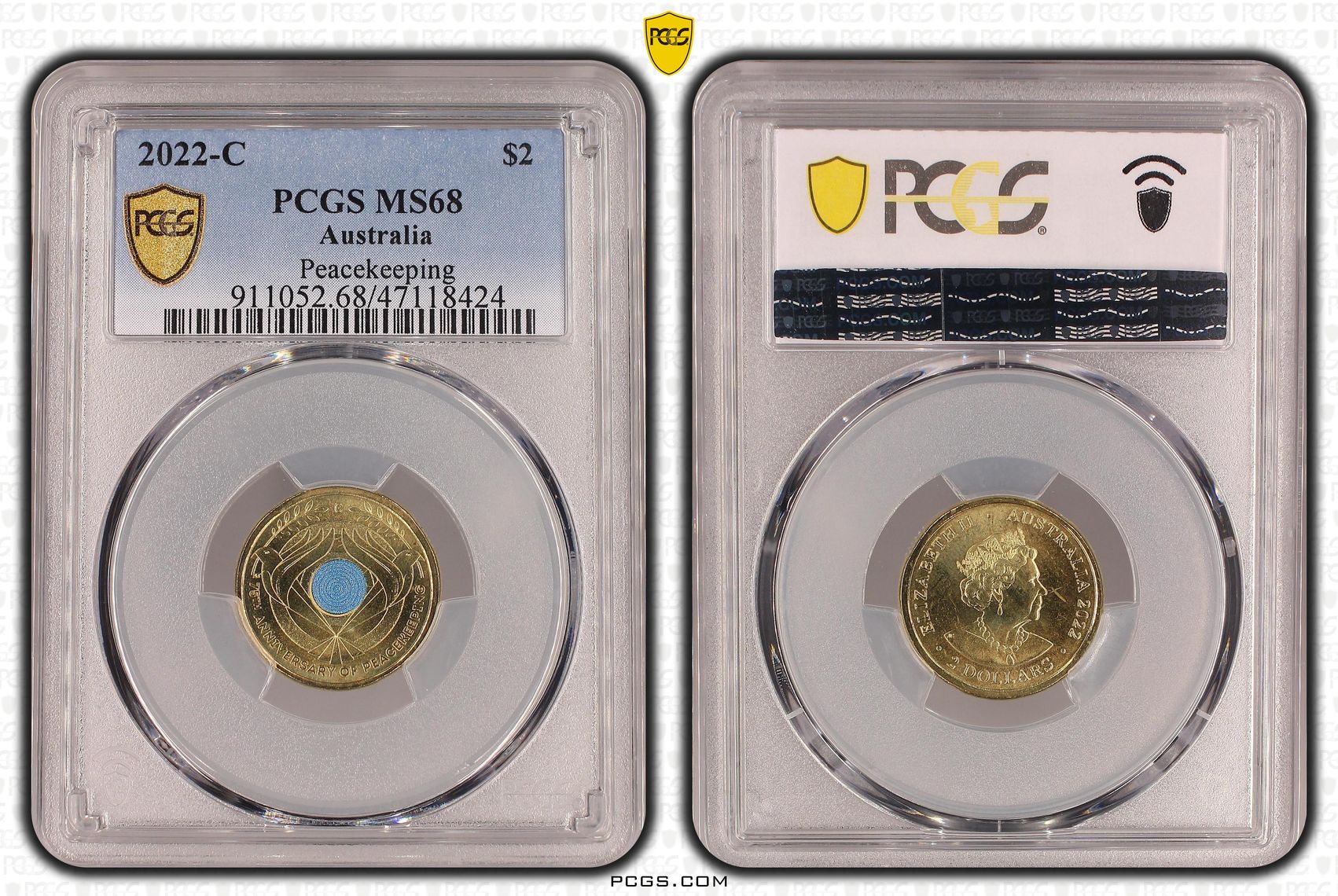 Peacekeeping Colourised, Two Dollar, 2022-C, PCGS MS68
