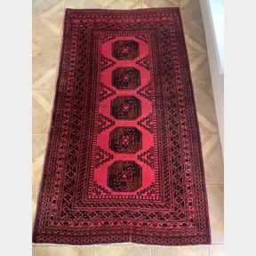 Afghan elephant foot print design runner with valuation certificate 194 x 103 - 50698/214