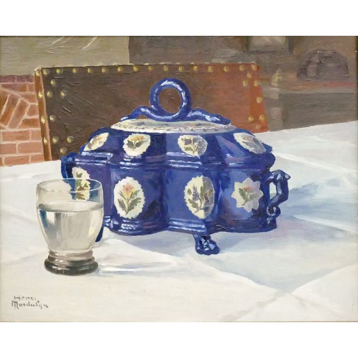 Henri Maedufyn ''Table Still Life'' Oil Painting Framed 18''x21''