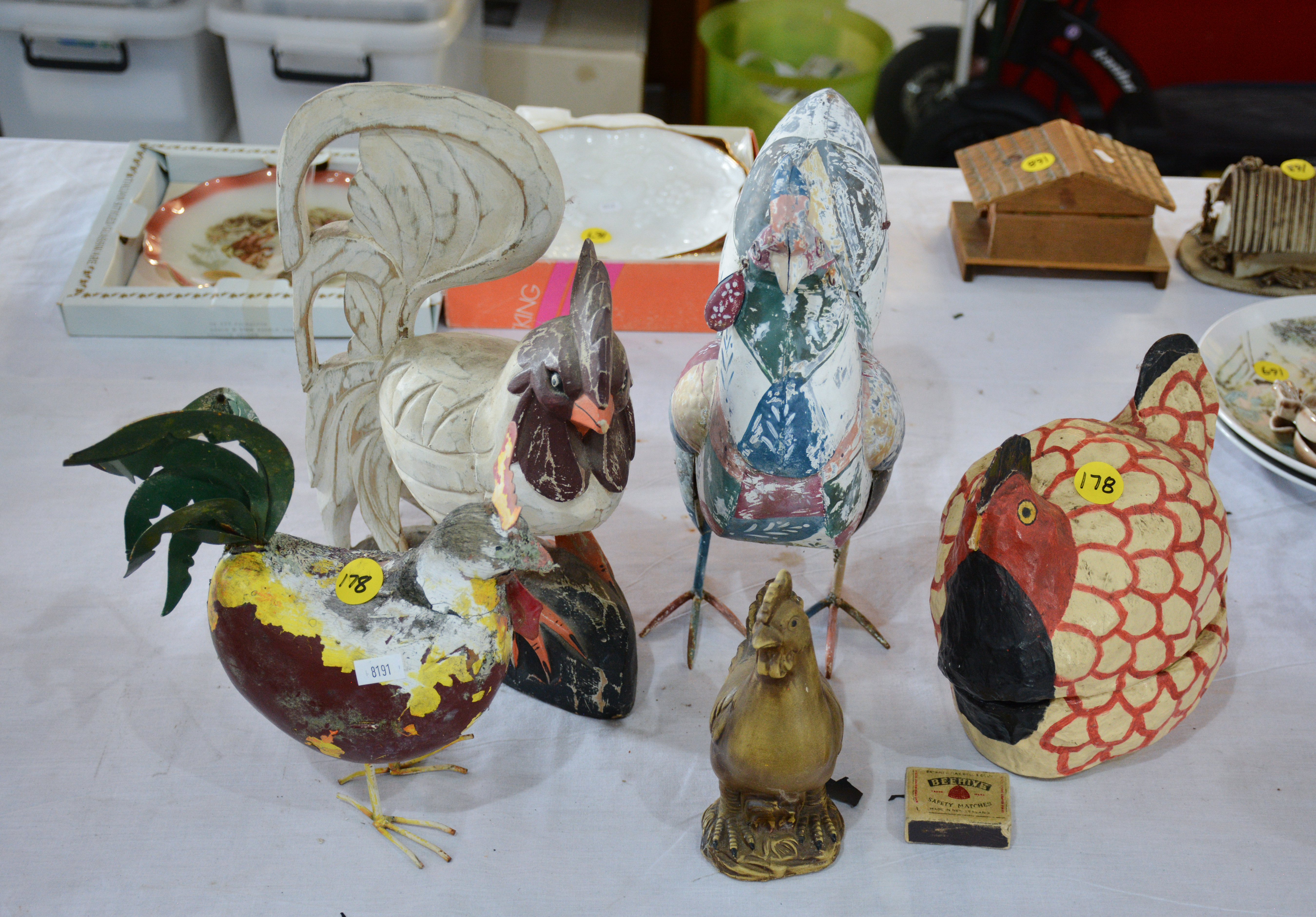 Collection of Chicken Ornaments and Container — sold at auction in New Zealand for $25