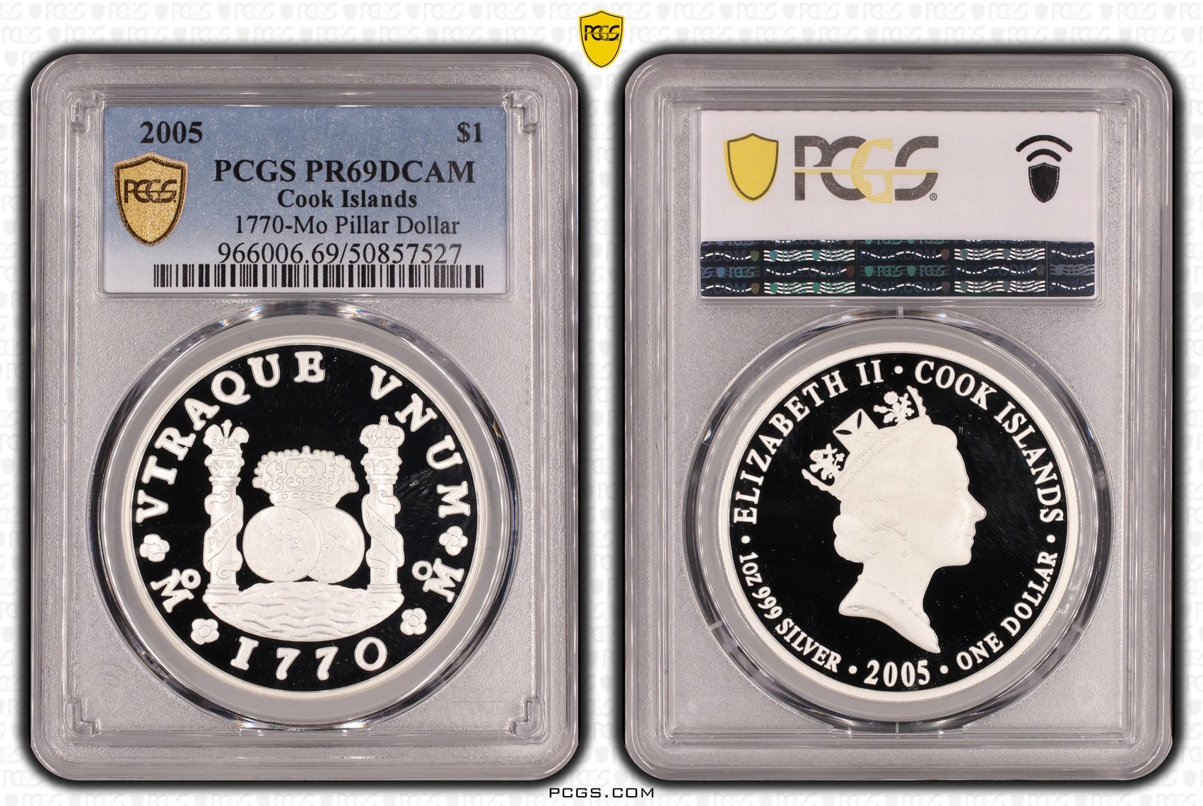 Cook Islands, 1770-Mo Pillar Dollar POP 1/0, One Dollar, 2005, PCGS PR69DCAM