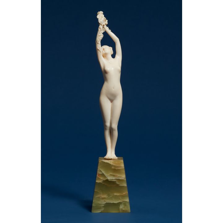 Nude with raised arms and a garland of fruit and flowers by Joé Descomps (1869 - 1950)