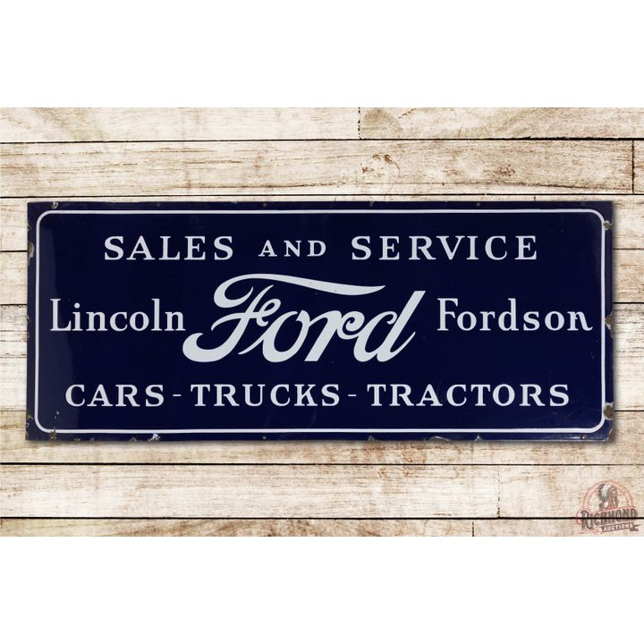 Ford Lincoln Fordson Cars-Trucks-Tractors Single Sided Porcelain Sign TAC 9