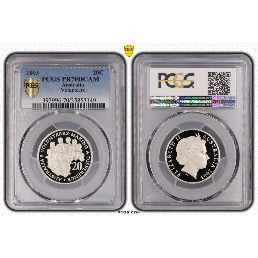 Elizabeth II, Volunteers, Twenty Cent, 2003, PCGS PR70DCAM