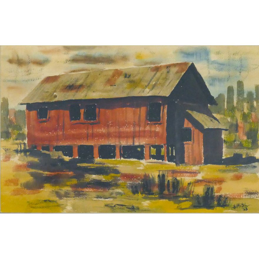 Neil Meitzler ''Northwest Barn'' 1953 Watercolor