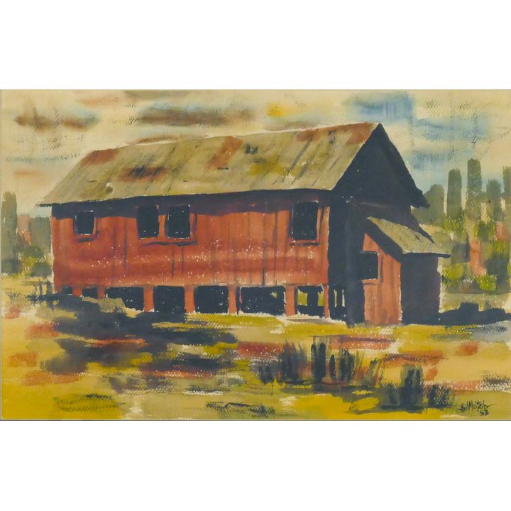 Neil Meitzler ''Northwest Barn'' 1953 Watercolor