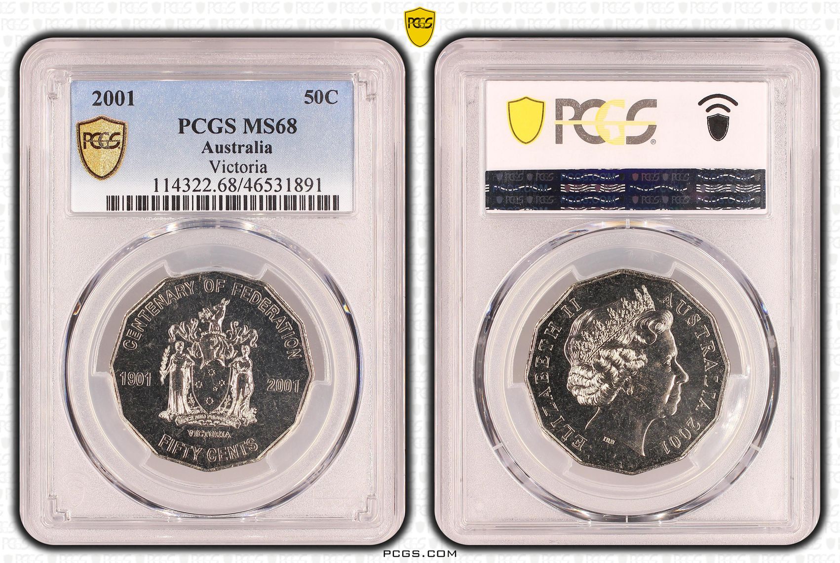 Victoria, POP 19/0, Fifty Cent, 2001, PCGS MS68