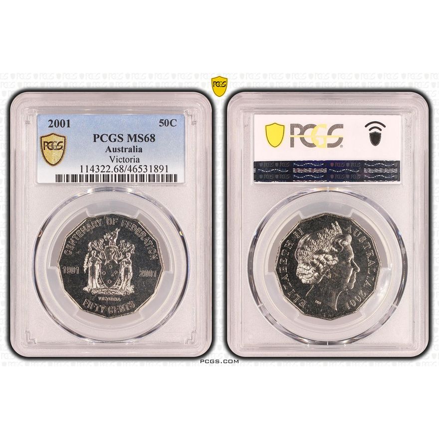 Victoria, POP 19/0, Fifty Cent, 2001, PCGS MS68