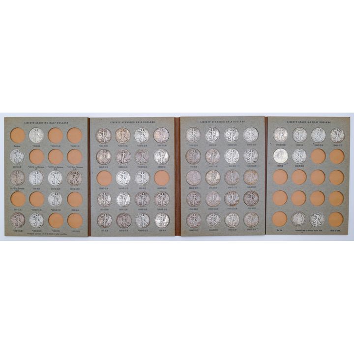 Brown Dansco US Walking Liberty Silver Half Dollars Album 55pc