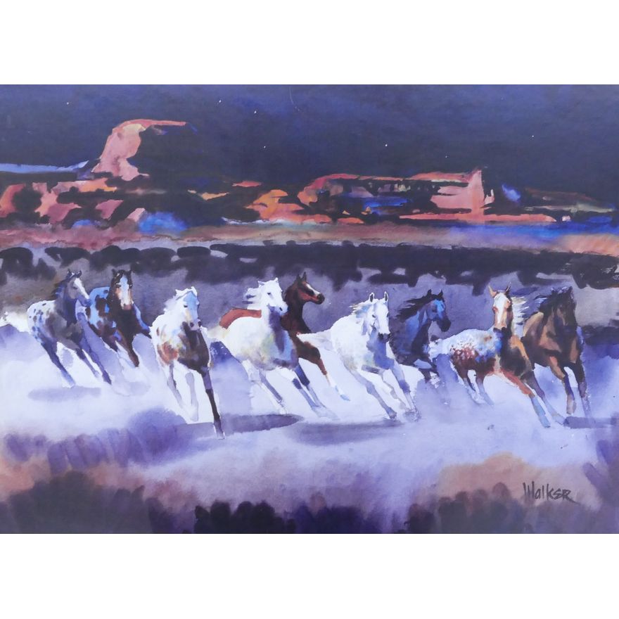 Walker ''Running Horses'' Western Art Print Framed 29''x36''