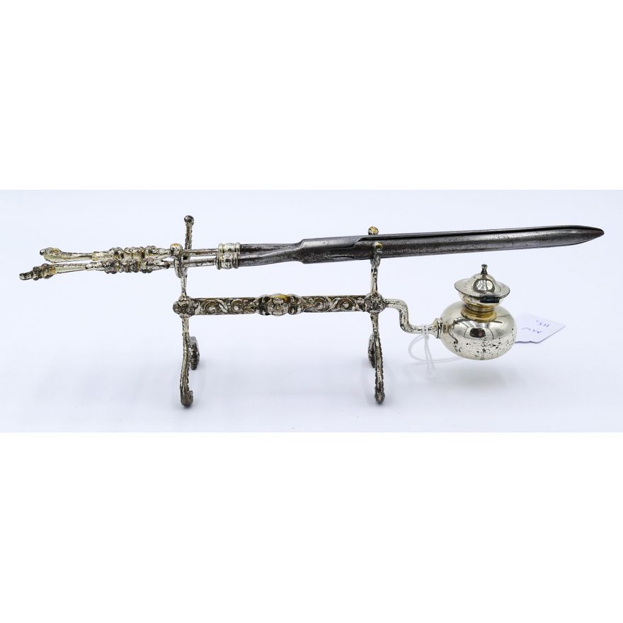 Antique Sterling Hair Curling Iron with Warmer 10.5''