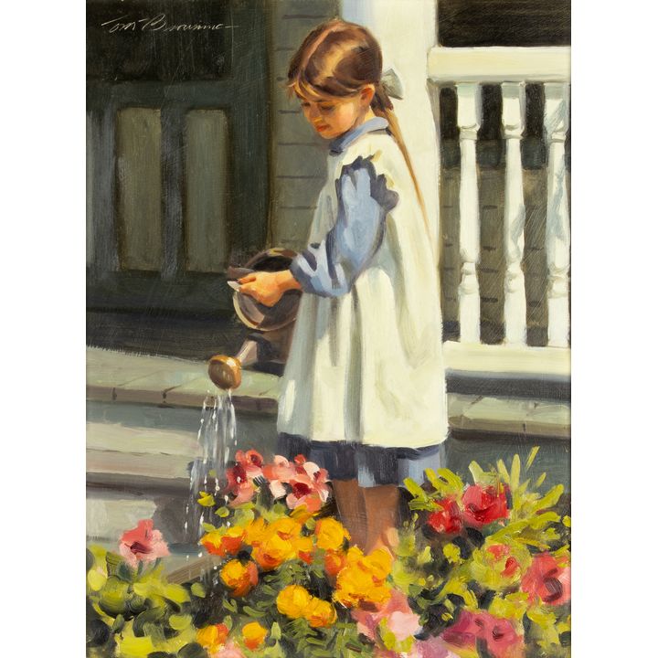 Tom Browning (1949- ): Watering Flowers, 1991