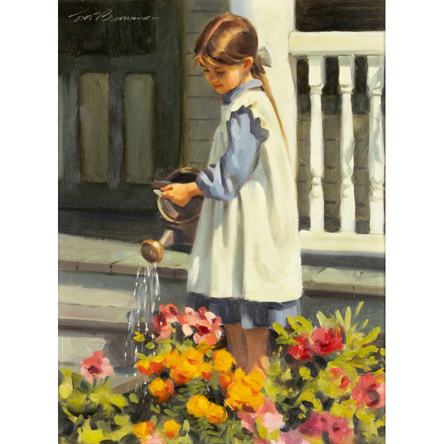 Tom Browning (1949- ): Watering Flowers, 1991