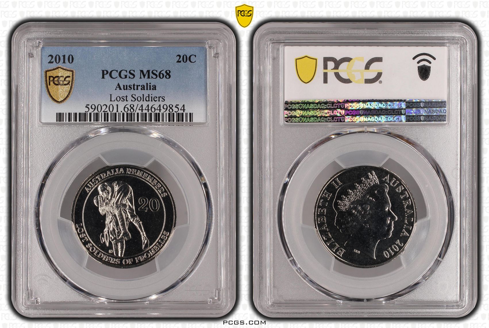 60 · Lost Soldiers , Twenty Cent, 2010, PCGS MS68