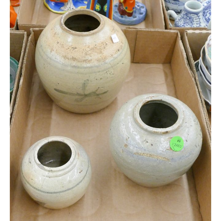 Box 3pc Chinese Ming Ceramic Jars