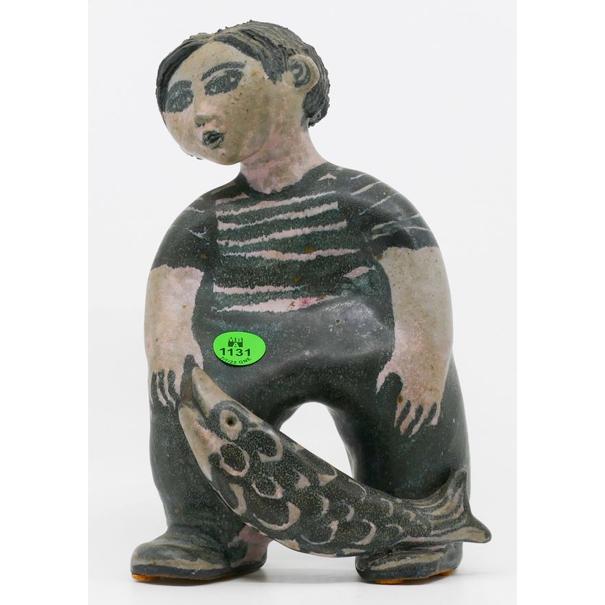 Joan Amparan Mid Century Pottery Fisherman Figure 8''