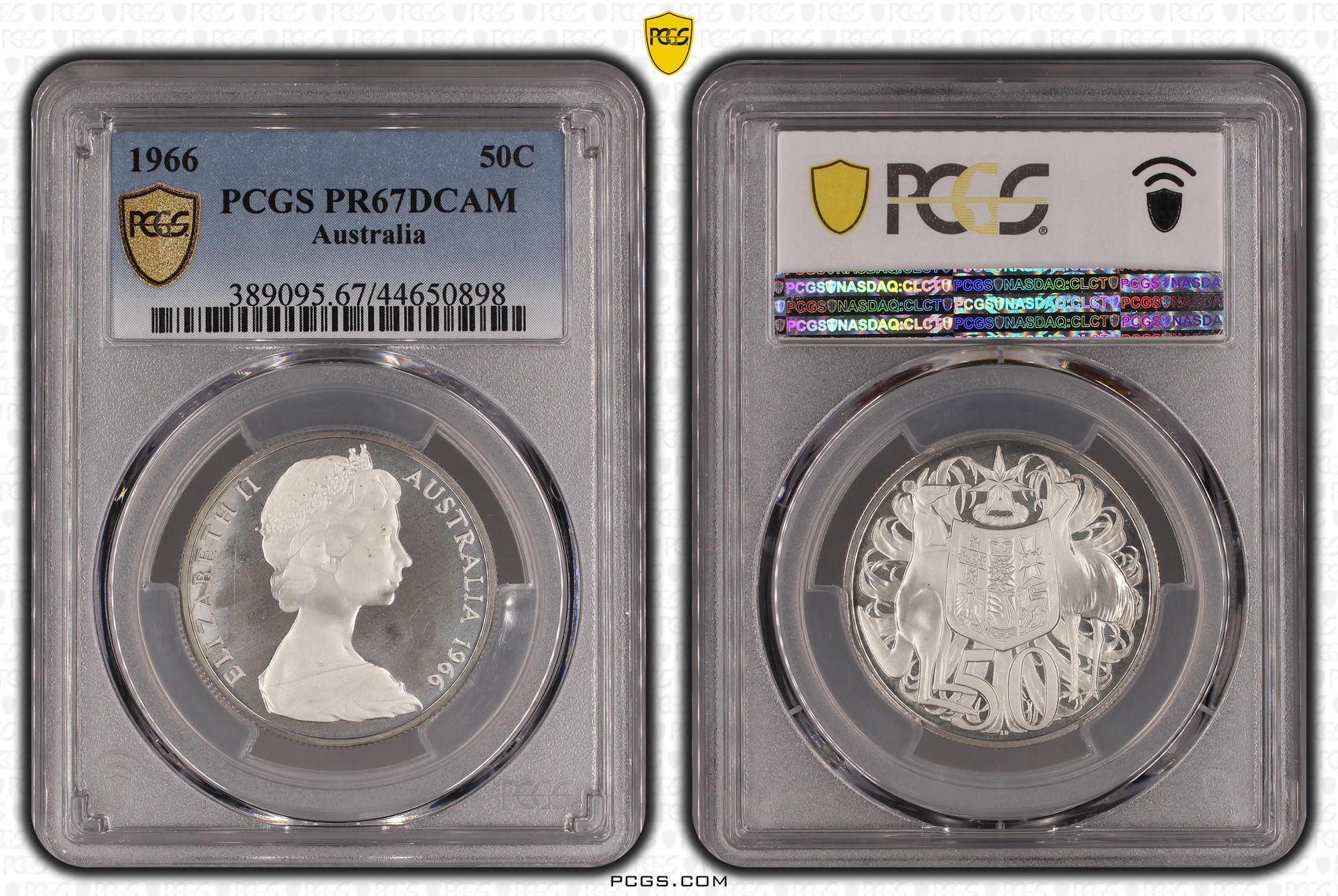 1966 Australia Fifty Cent, 50c Silver PCGS - PR67DCAM -898
