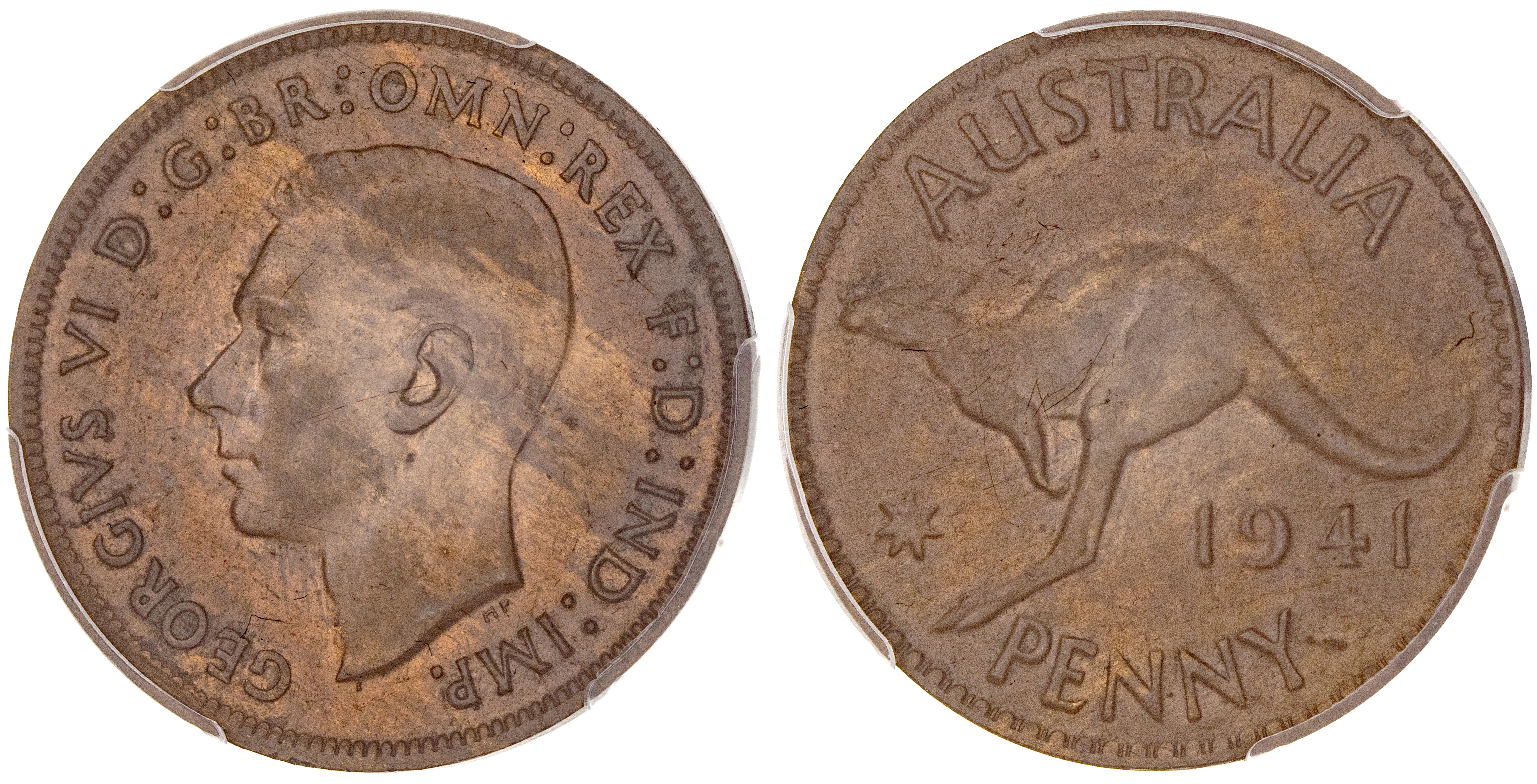 George VI, Penny, 1941 K.G, PCGS MS 62BN