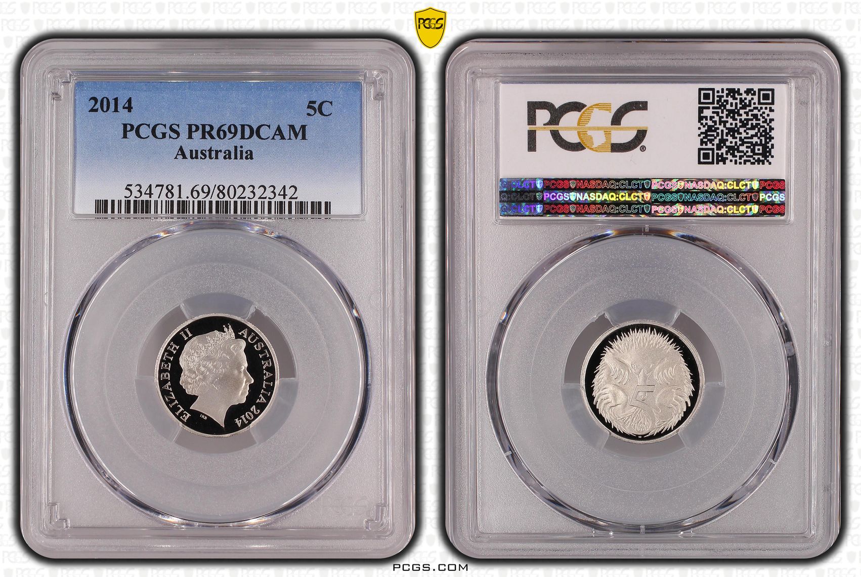 Elizabeth II, Five Cent, 2014, PCGS PR69DCAM