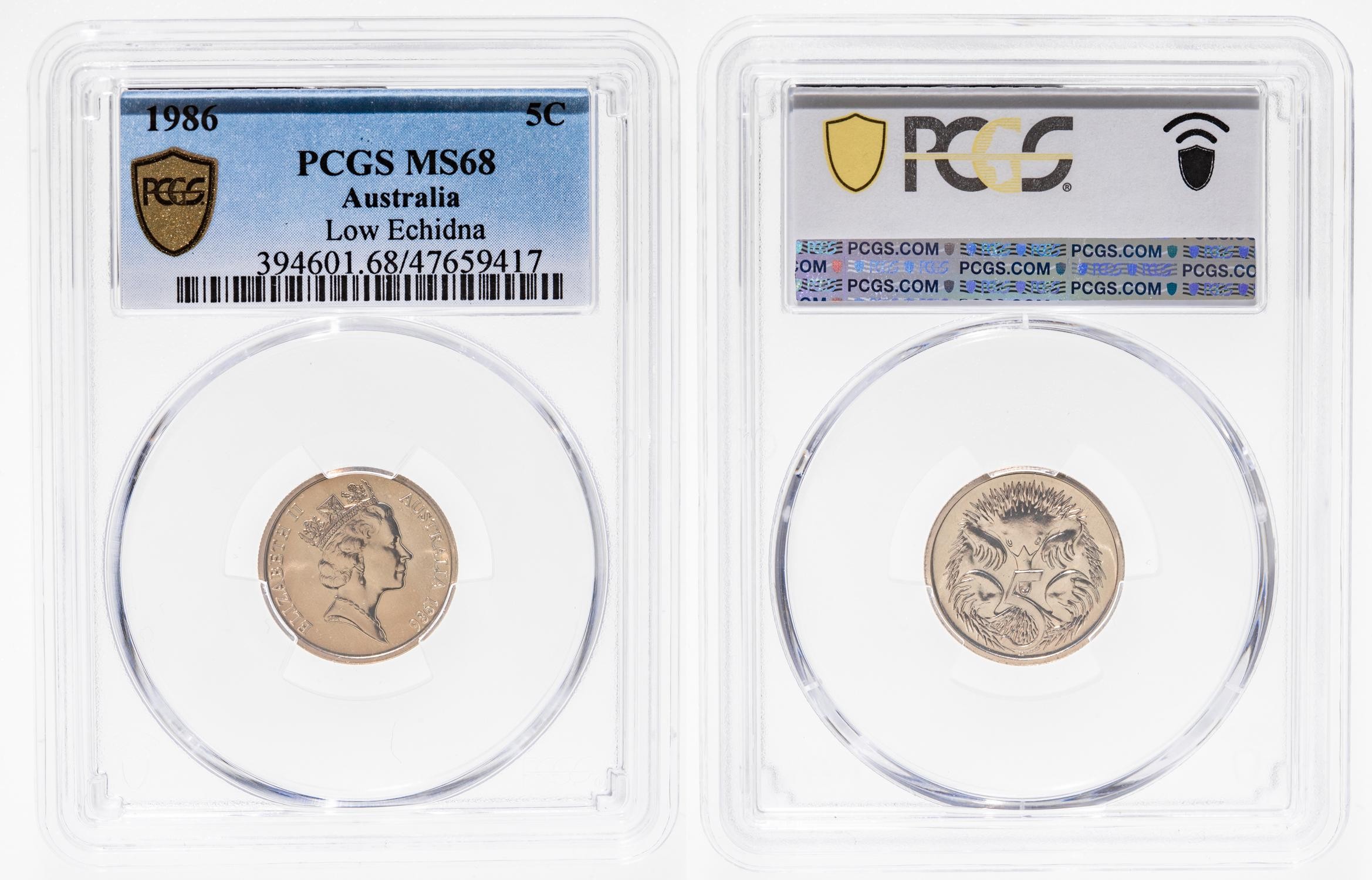 Low Echidna, Five Cent, 1986, PCGS MS 68
