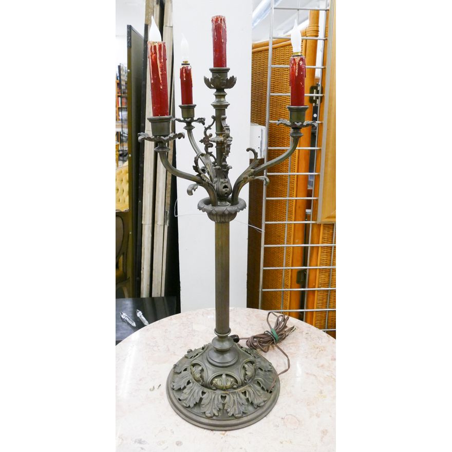Antique Metal Candelabra Table Lamp- 30x12''