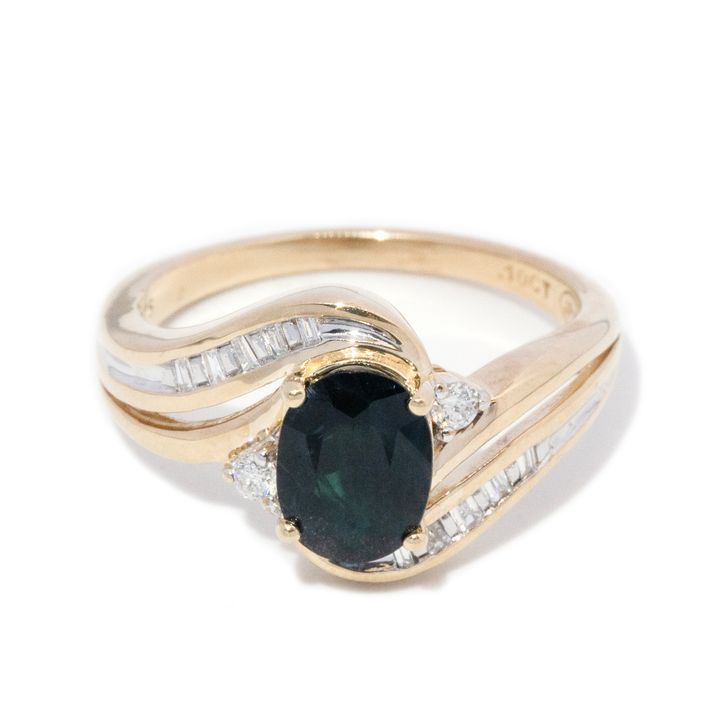9 carat gold sapphire and diamond ring