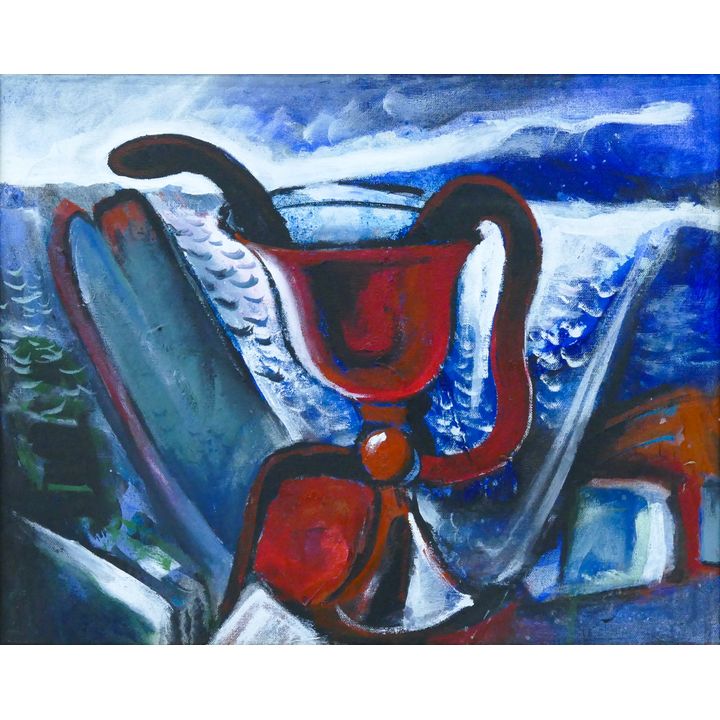 Neil Meitzler ''Chalice Seascape'' (Red and Blue) Oil on Canvas