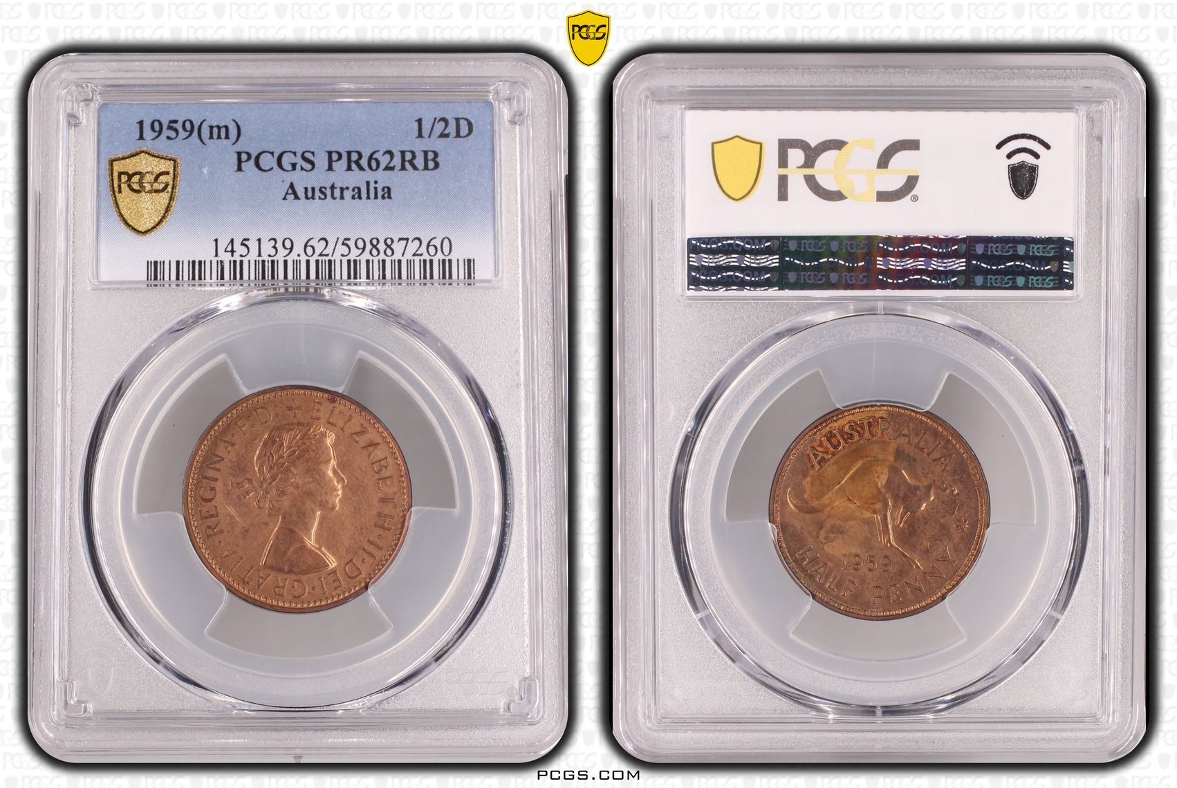 Elizabeth II, Half penny, 1959(m), PCGS PR62RB